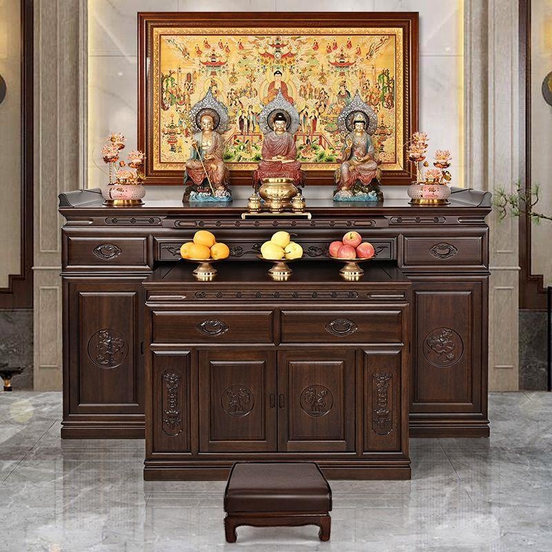 Ebony Solid Wood Offering Table for Home Use, Buddhist Altar, Shrine Cabinet, Rural Buddha Altar, Incense Table, Worship Table