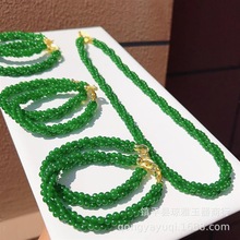 小红书同款菠菜绿色麻花项链手链红色翠绿色手串妞妞链锁骨链批发