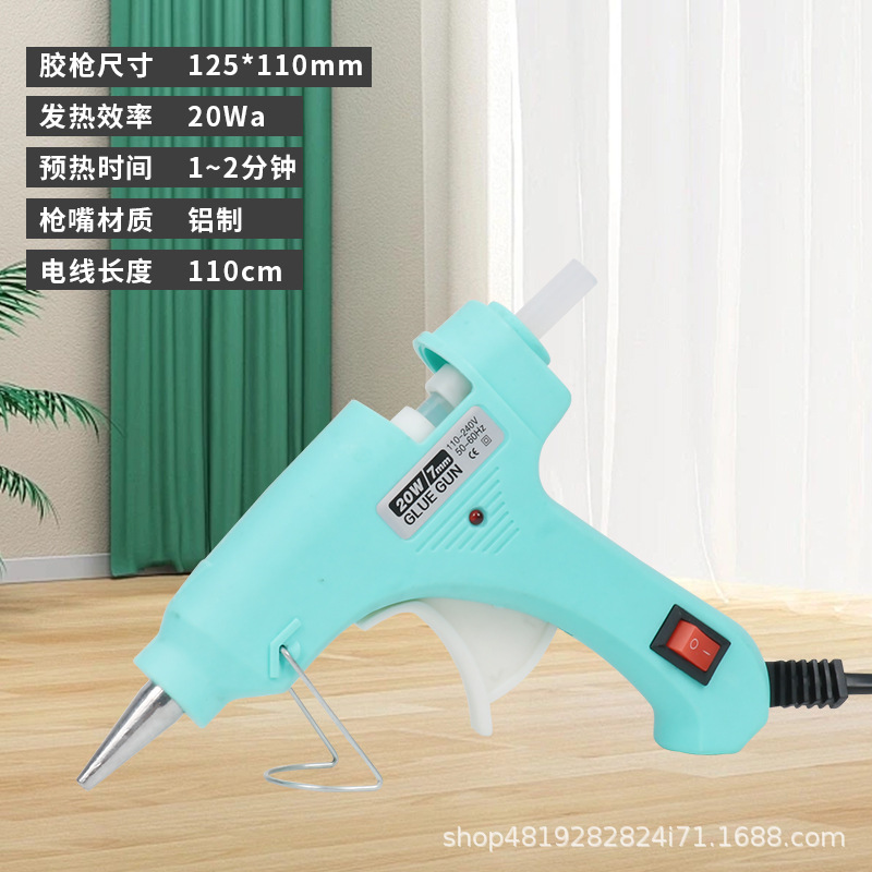Pistola de pegamento de fusión en caliente, pistola de fusión en caliente de 7mm hecha a mano para el hogar, pistola de pegamento de varios colores, pistola de pegamento de barra de pegamento de bricolaje pequeña