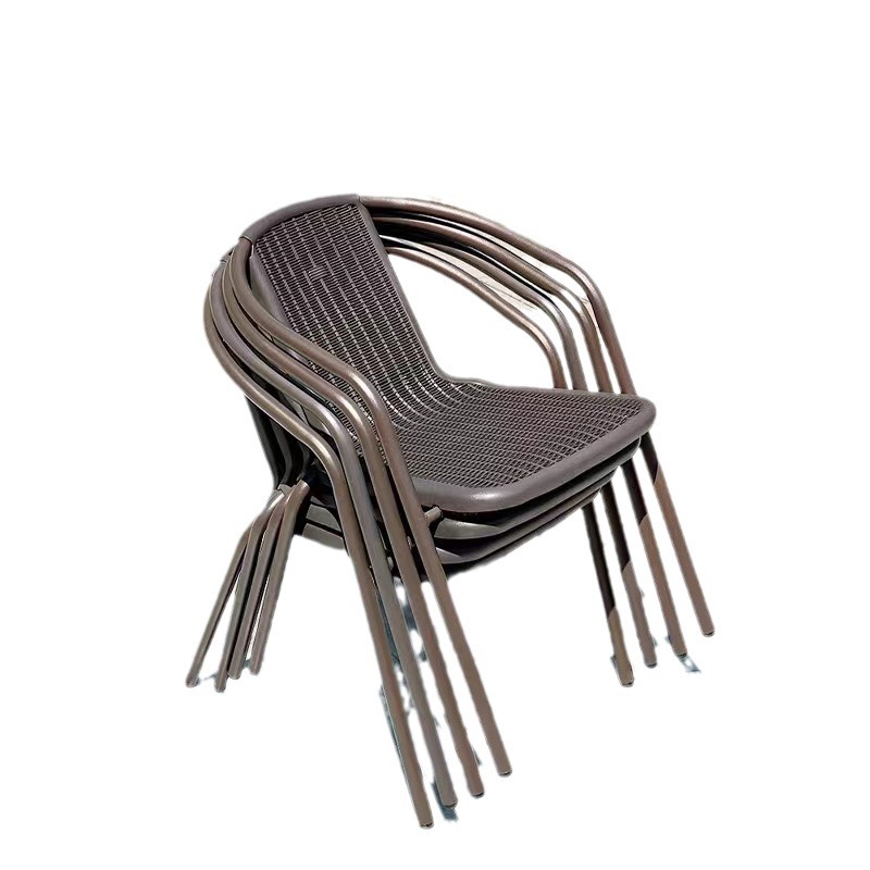 Mesas y sillas de exterior con paraguas y sillas de mimbre Sillas de exterior de tres piezas Balcón de ocio al aire libre Mesa de centro pequeña Mesa y sillas de patio de hierro forjado