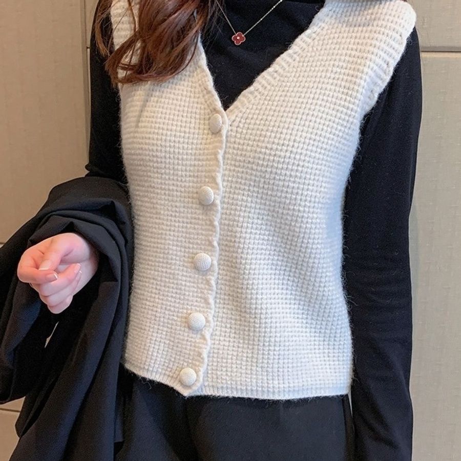 2026秋冬马夹女式新款毛线小背心叠穿毛衣外搭针织马甲女冬季外穿