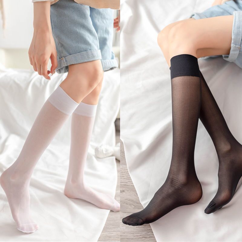 Summer thin high boots, knee socks, black white tights