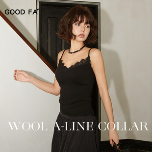 2024 Autumn and Winter Underwear Women's Tencel Wool Lace Loop Thickened V-Neck Integrated Ribbon Cup Sling Women