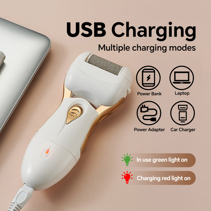 Pedicer eléctrico para eliminar la piel muerta, callo, molienda de pies transfronteriza, carga USB para molienda de piedras de pie, talón, frotación de pie