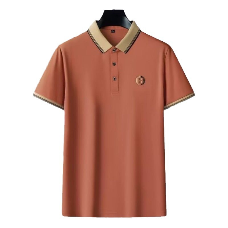 Foreign Trade Tail Single Summer New Cotton Men's Short-sleeved T-shirt Embroidered Lapel Polo Shirt plus size All-match Half-sleeved Top