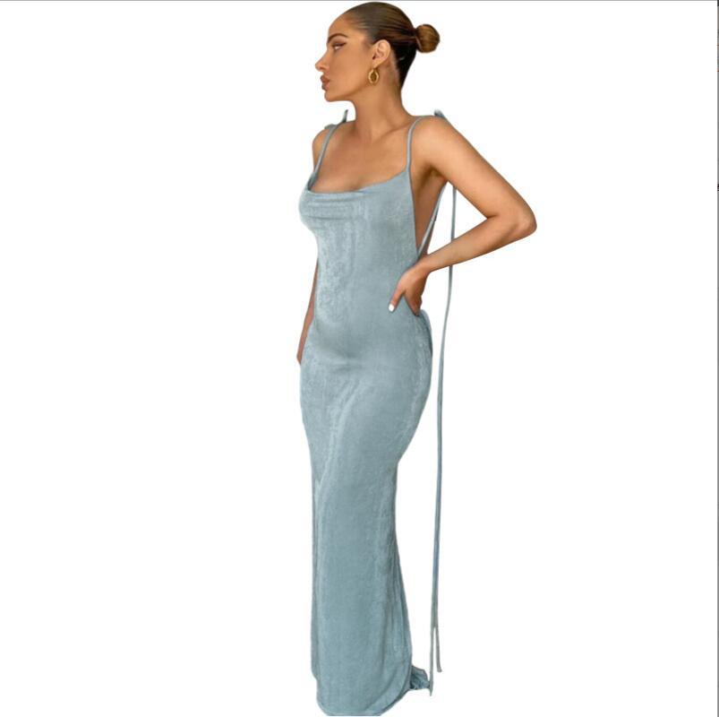 GraceChic INS Europäischer und Amerikanischer Stil Sommer 2022 Neue Damenmode Träger Sexy Rückenfrei Slim Fit Bodycon Elegantes Kleid_voghion.com