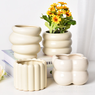 Ins Style Ceramic Flower Pot Vase Phalaenopsis Hanging Basket Green Plant Planting Pot High-End Home Decoration Flower Pot