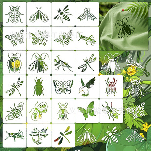 Cross-border hot insect hollow painting template butterfly dragonfly diy home background wall decoration spray painting template wholesale