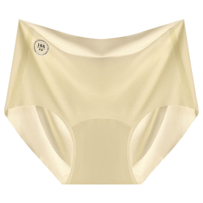 Ropa interior de seda de hielo para mujer, entrepierna antibacteriana de algodón puro, cintura media, transpirable, pantalones cortos triangulares finos para niña, ropa interior sin costuras, verano