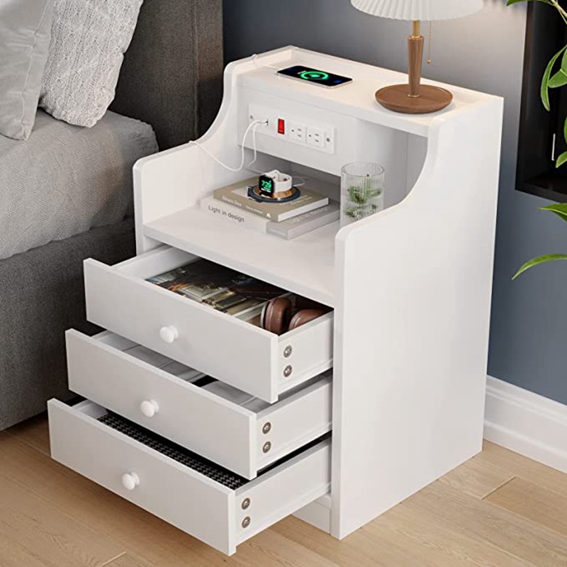 Gran capacidad simple creativo dormitorio mesita de noche gabinete hogar recargable cabecera gabinete de almacenamiento sala de estar sofá lado gabinete