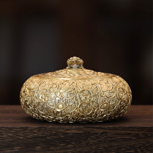 Relief home crafts ornaments pure brass with cover imitation fly ash ashtray office ashtray fashionable cigarette
