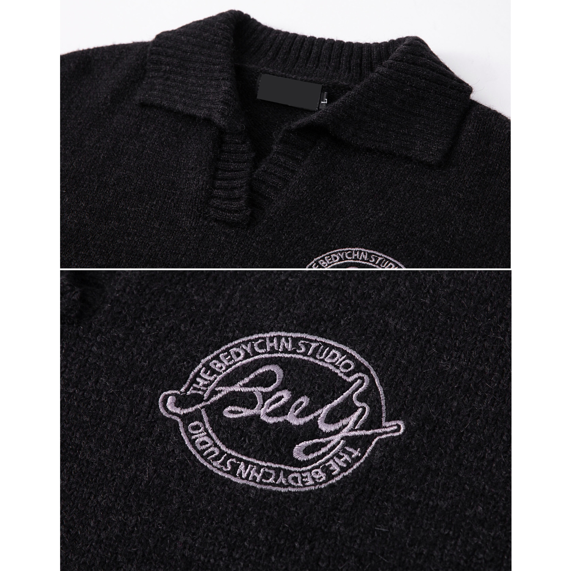Suéter Polo de Punto con Bordado para Hombre de Poliéster Transpirable y Térmico para Ocio image 4