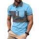 2025 cross-border new men's casual POLO shirt pocket button long placket lapel striped color stitching T-shirt