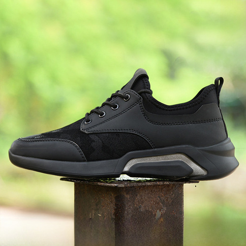 Men's New Model All-Black Work Shoes for Office, Sports Shoes for Cross-Border Dropshipping, Comfortable, Lightweight, Breathable, Leisure Running Shoes