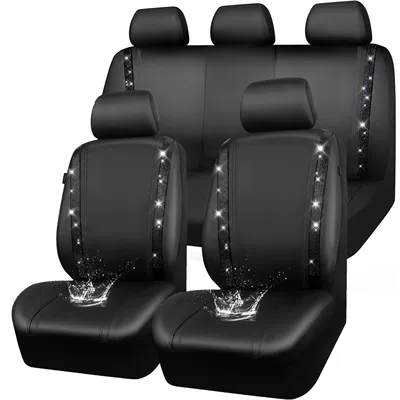 Diamond Leather Car Seat – Universal seat cover - black-diamond-9-piece-set-universal-model