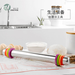 430 stainless steel silicone ring adjustable thickness flour stick variable thickness seamless multi-purpose rolling pin