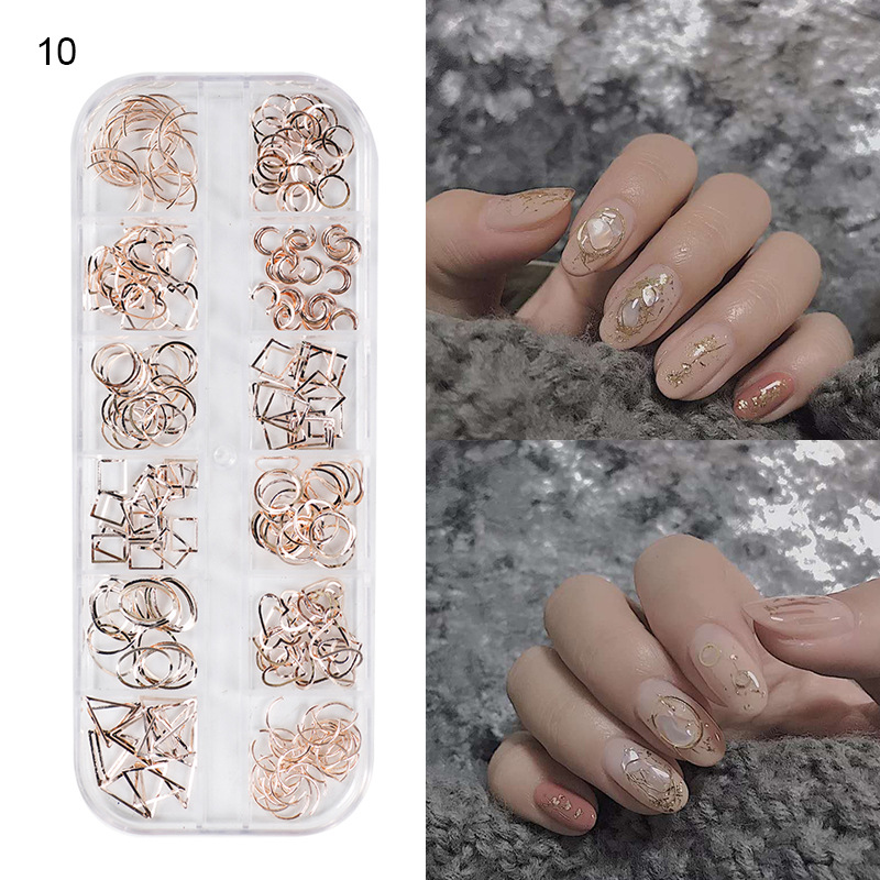 Taifei manicura nuevo japonés 12-rejilla clavo remache joyería traje aleación sólido semicírculo parche de metal