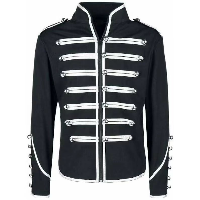 Men's Performance Costume Gothic Military Uniform Long Coat Halloween Cos Retro Jacket