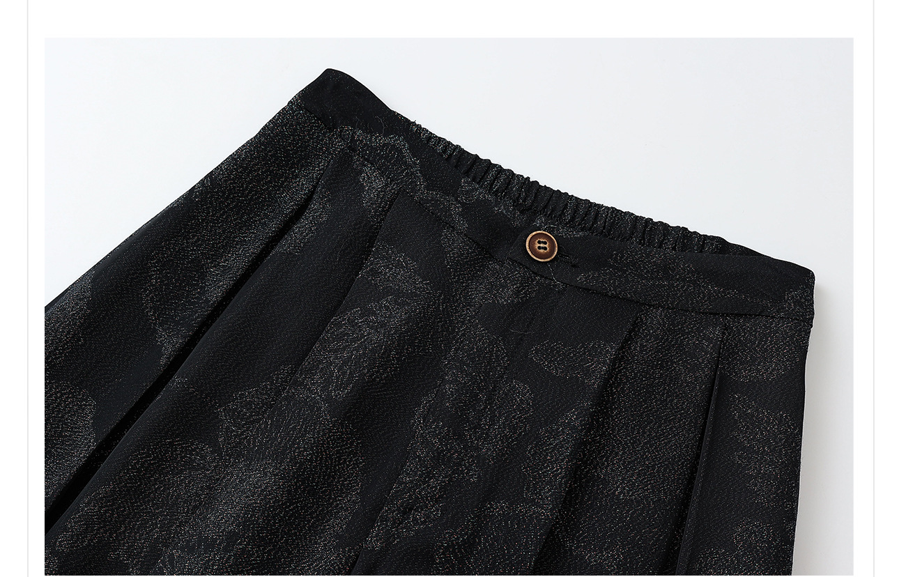 Quần ống rộng nữ phong cách Trung Hoa mới, chất rayon dệt vàng satin rủ — đen, Màu trắng nhạt, màu vàng chi tiết 38