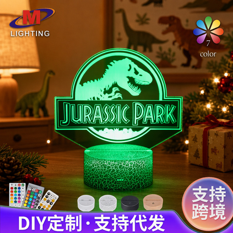 Dinosaur Series Colorful 3D Night Light Led Touch Remote Control Bedside Lamp Creative Table Lamp Ornament Children's Gift