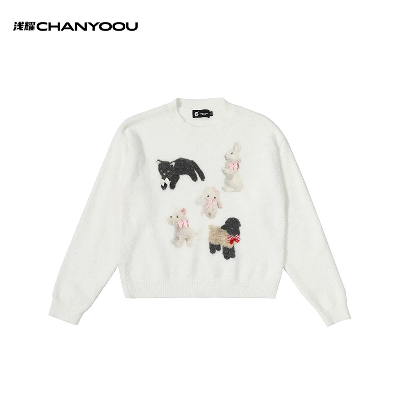 Ретро милый вязаный свитер, американский стиль, воротник-стойка, оверсайз