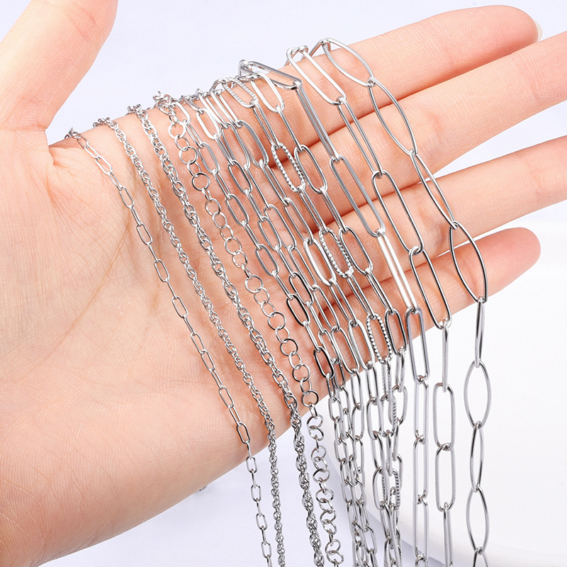 DIY Jewelry Accessories Classification 1 Piece 304 Stainless Steel Double Woven Chain Circle Chain Square Chain Jewelry Accessories