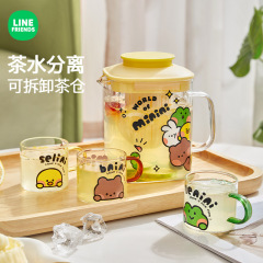ブラウン熊冷水ポット高温家庭用冷水ポットガラス高級感カップセット飲料花茶冷泡ポット