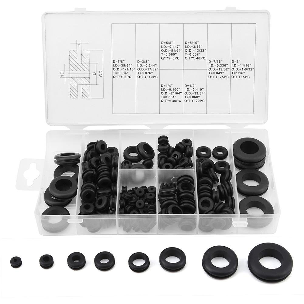 Rubber Grommet Kit, 180 Pcs Rubber Grommet Wire Ring Rubber