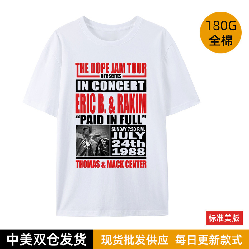 Amazon New American Retro 1980S Tour Concert Pure Cotton T-Shirt for Men and Women