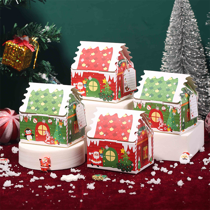 新しいクリスマスの立体の家のリンゴの箱のアイデアのクリスマスイブの贈り物の箱の小さいお菓子のビスケットの斬新な包装箱|undefined