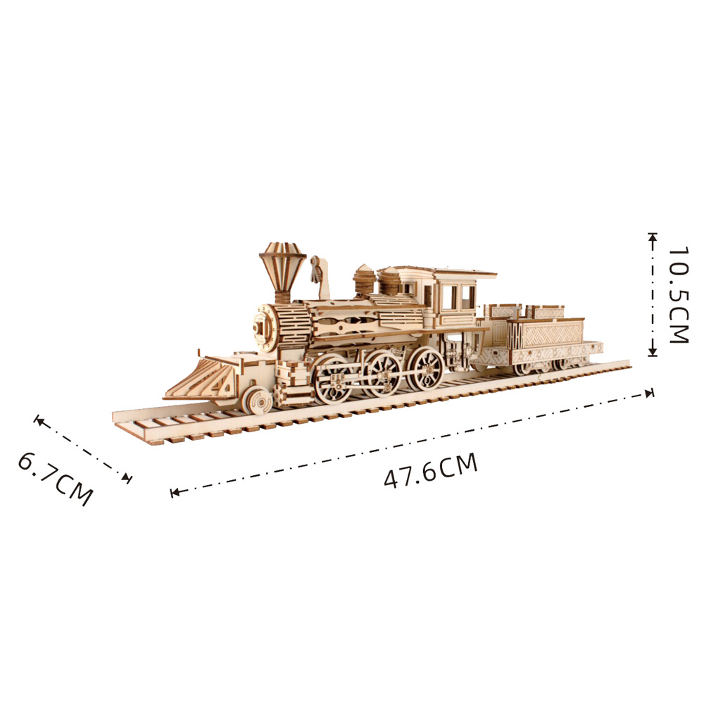 Kit de Modelo 3D de Locomotora de Madera para Ensamblar - Rompecabezas Educativo para Niños y Adultos