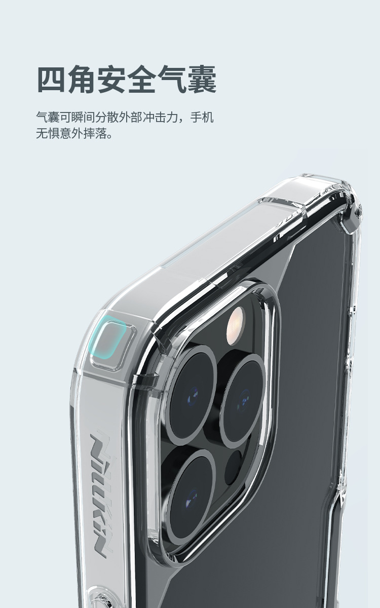 Ốp lưng trong suốt cứng mềm chống rơi cho iPhone 15 Pro Max — Màu xanh lam chi tiết 7