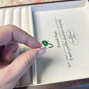 Natural Dangerous Material Emerald Gourd Wings Ring S925 Sterling Silver Explosions Exquisite Joker Commuter Accessories