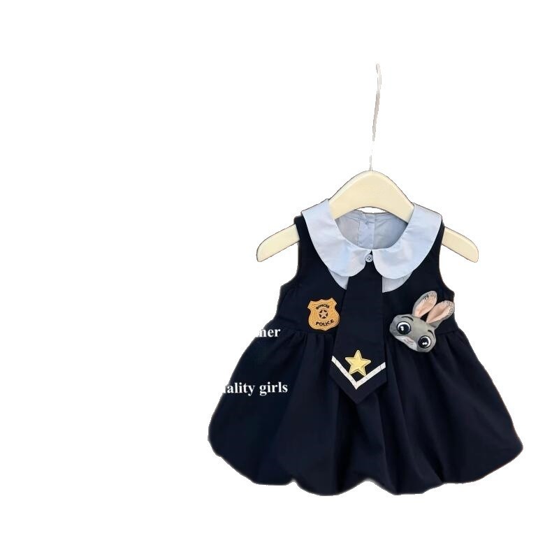 [Xianning Seven] ¡Estilo original! Cos conejo policía mujer bebé jk lindo bebé cuello de muñeca estilo universitario falda de botones florales