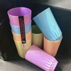 现货供应塑料炫彩水杯 环保健康牙刷杯 无盖喇叭杯彩色塑料广口杯
