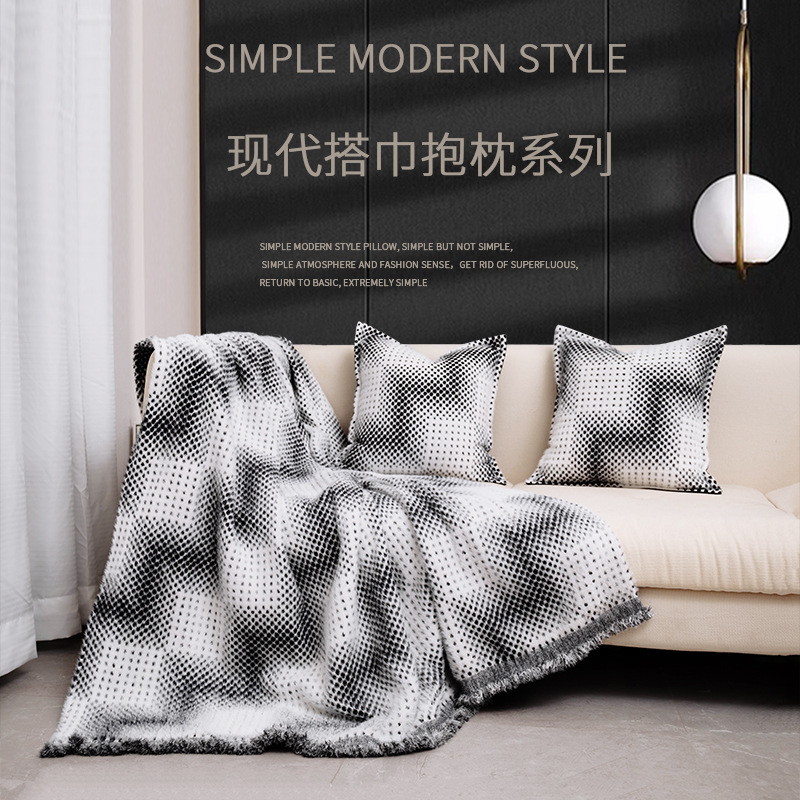 Modern and minimalistic velvet sofa for living room