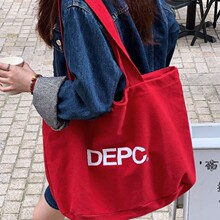 韩系懒惰风字母帆布包2025小众简约通勤托特包大容量单肩腋下包包