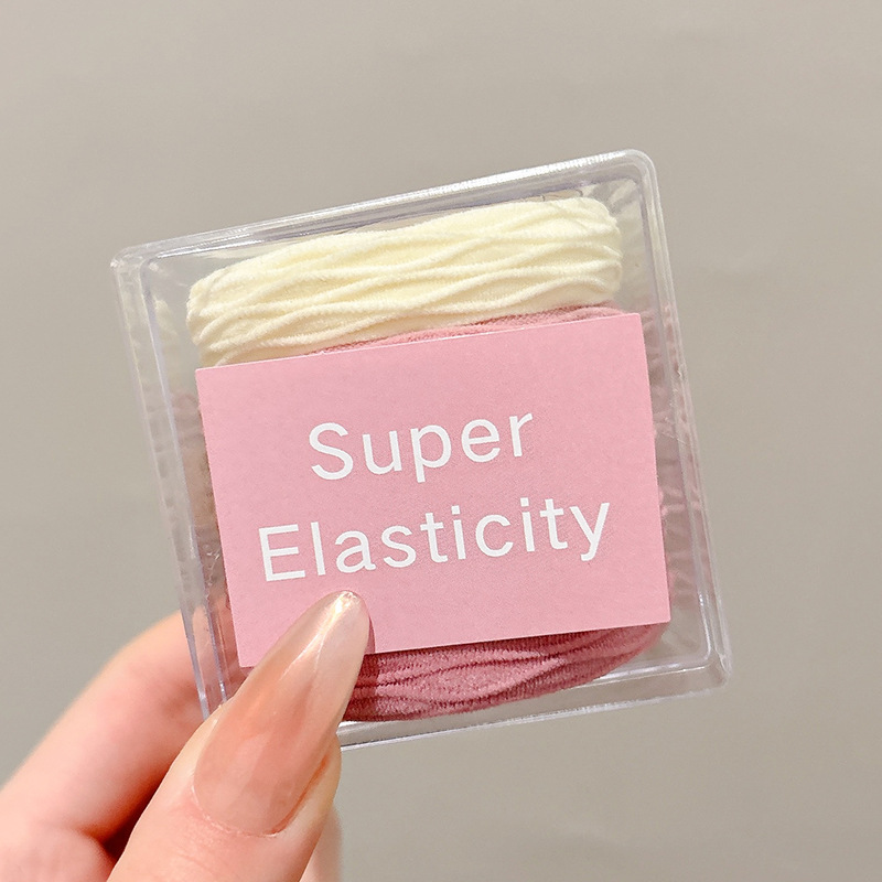 Rosa suave y ceroso sin dañar la cuerda para el cabello para mujer, banda de goma duradera de alta elasticidad, funda de cuero, cuerda para el cabello de cola de caballo alta, lazo para el cabello para niños