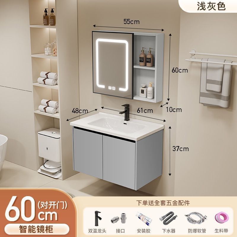 Gabinete de baño de aluminio inteligente espacial grueso combinación lavabo lavabo en cerámica lavabo fábrica de inodoro al por mayor