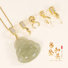 银之爱吊坠扣玉扣斜孔佛公扣夹扣牛鼻子扣头S925纯银饰品配件批发