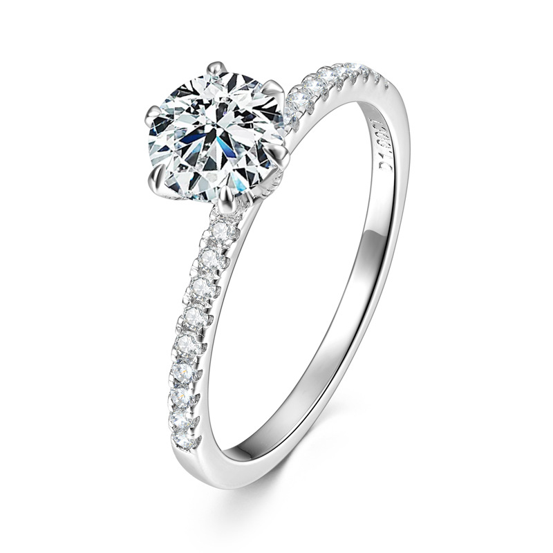 Stunning Moissanite Rings for Classic Silver Jewelry with Six-Claw Moissanite Proposal Ring Valentine's Day Gift: Gorgeous Ring in Sterling Silver