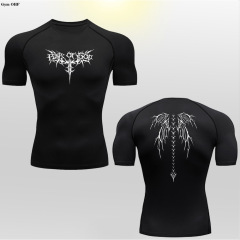アニメ2dプリントレオタードtシャツ速乾高弾スポーツ上着国境を越えたメーカーは男性のフィットネス服を販売している