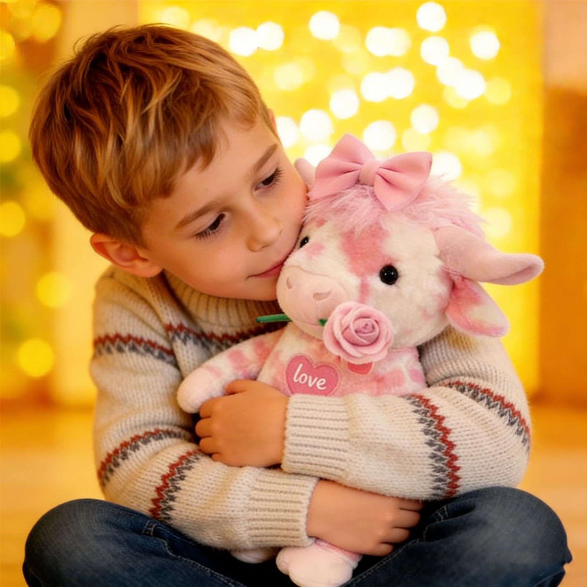 Peluche de vaca highland cor-de-rosa fofa presente namorados_voghion.com