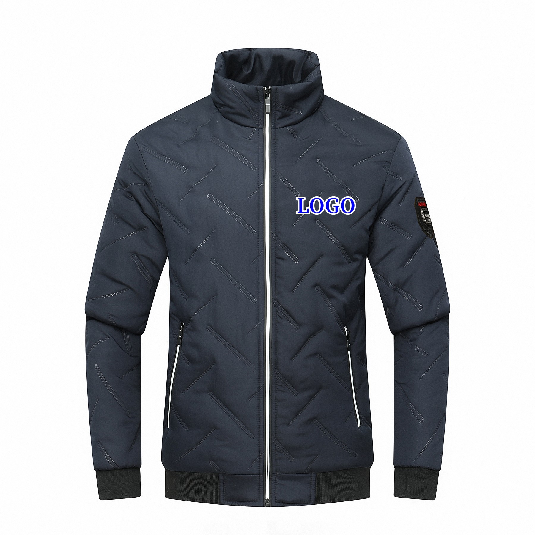 Abrigo acolchado de algodón para hombres transfronterizos 2023 nuevo collar ligero Abrigo acolchado de algodón color sólido chaqueta acolchada de algodón al por mayor LOGOTIPO imprimible