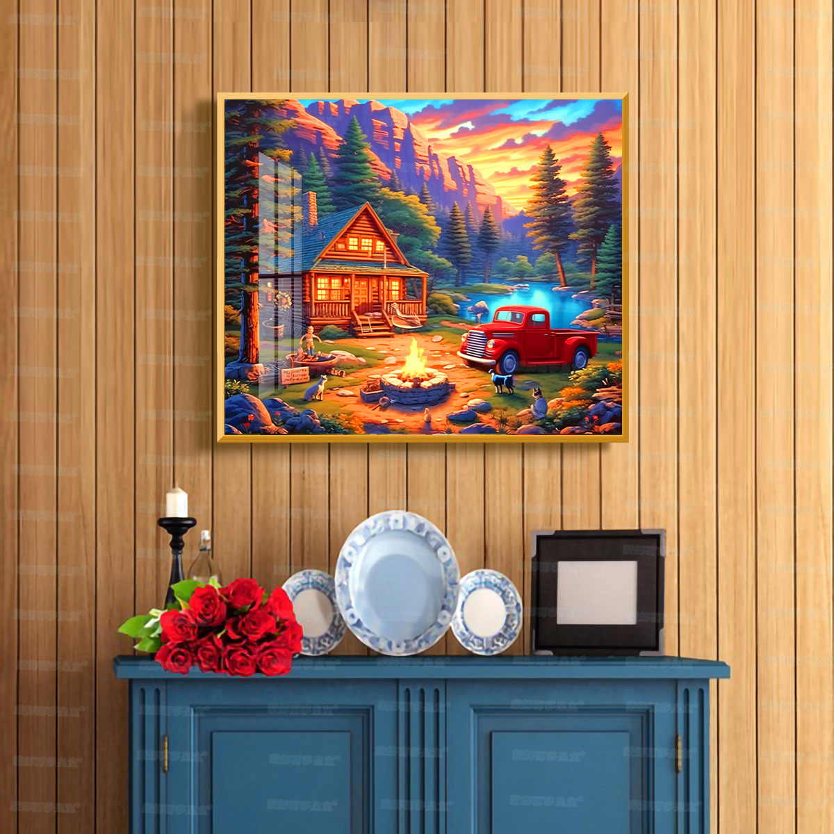 Nuevo modelo 2026 de punto de cruz transfronterizo, decoración artesanal de paisaje para sala de estar y dormitorio de casa de campo, bordado de punto de cruz de pieza pequeña