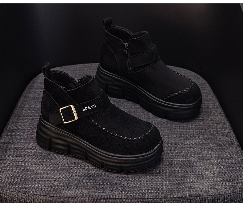 Giày boot nữ cổ cao đế dày tăng chiều cao phong cách Anh quốc cổ điển — M2961 màu đen, Lạc đà M2961, M2961 màu nâu, M2961 màu vàng chi tiết 36