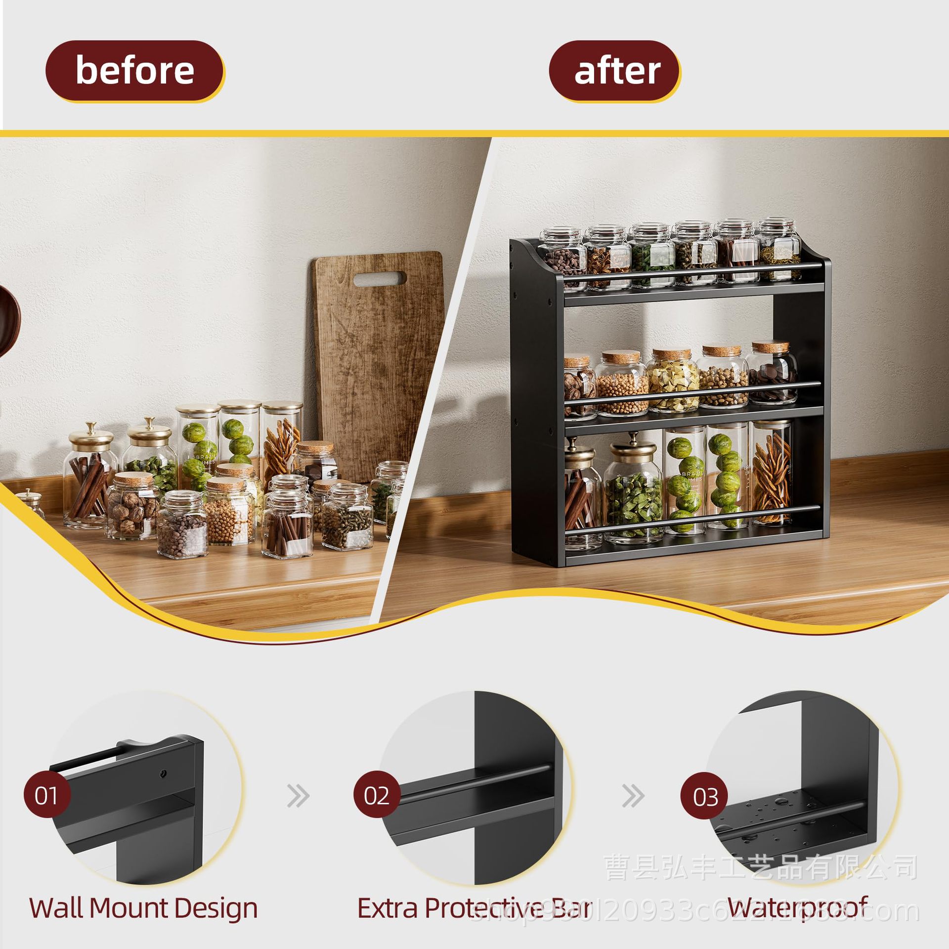 Cross-border bamboo spice storage rack kitchen multi-layer desktop…