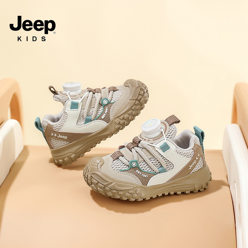 Jeep男童宝宝鞋2025年春夏新款旋转纽扣女童运动鞋舒适软底儿童鞋|undefined