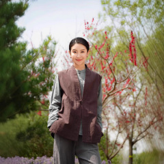 中国風の春と秋の新しい綿とリネンのベスト新しい中国風のレトロな禅の薄い綿のベスト男性と女性のための同じスタイルのベスト