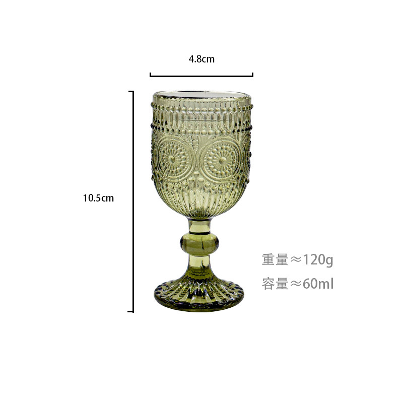 Gran por mayor transfronterizo vintage relieve tazas de vino de vidrio de colores tazas de vino de boda una taza de vino grueso una taza o dos tazas image 12